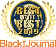 Image with text. It's a badge that reads "Best of the Best 2019". Awarded by Black EOE Journal.