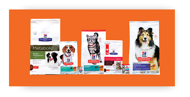 A variety of Hill's Pet Food products