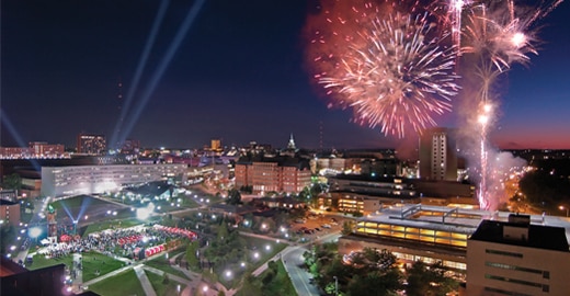 Fireworks over the UC Main campus