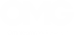 OMG logo in white with a background of a montage of images showing a combination of people connecting with media, the OMG logo and a series of phrases