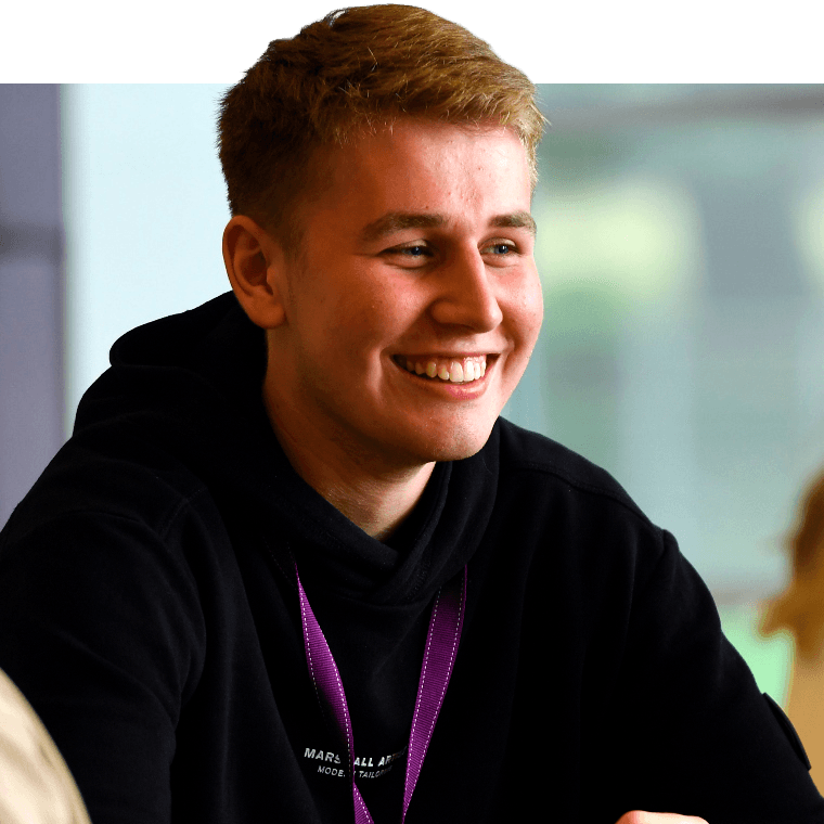 A colleague smiling during a break.