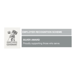 The Armed Forces Covenant Employer Recognition Scheme Silver Award logo.