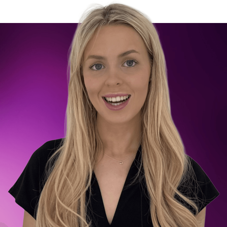 A colleague with light coloured hair wearing a black top.