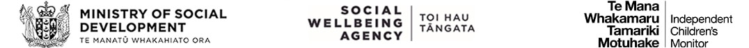 Ministry of Social Development, Social Wellbeing Agency and Independent Children's Monitor banner