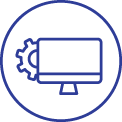 Icon of Computer screen with a gear