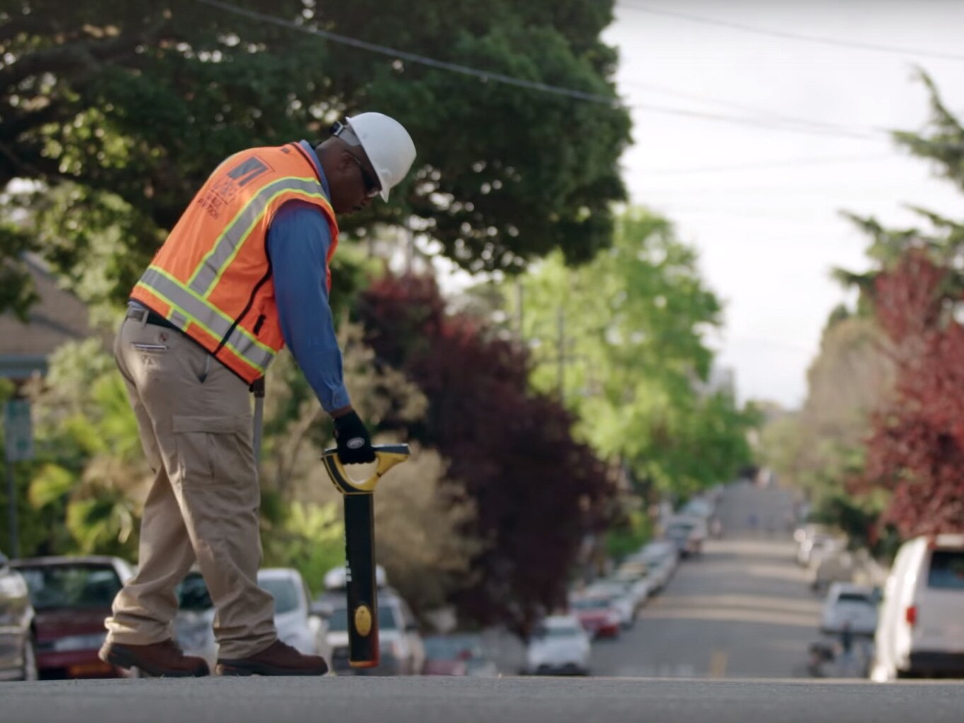 PG&E worker performing safety testing