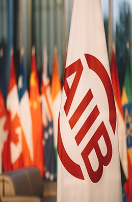 AIIB flag alongside flags of member economies