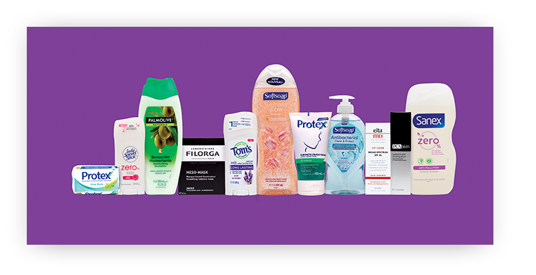 An assortment of personal care products that fall under the Colgate-Palmolive family
