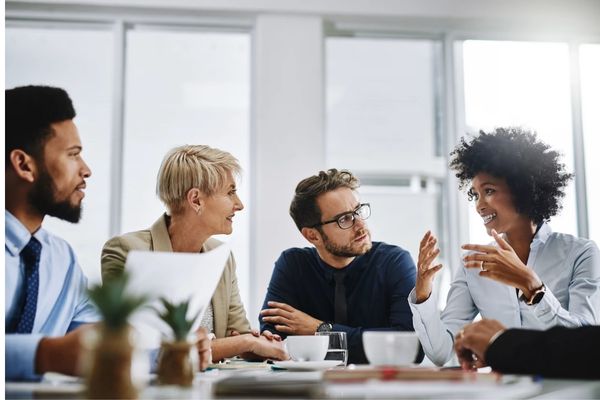 Colleagues Discussing at Table