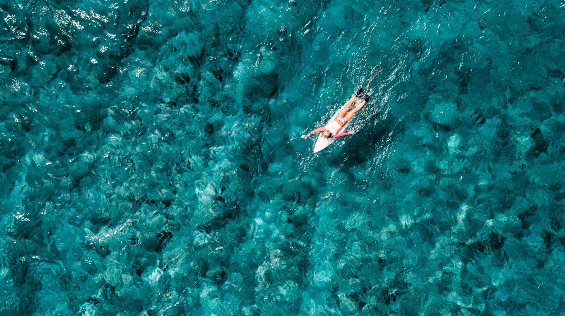An image showing a person surfboarding in the middle of an ocean