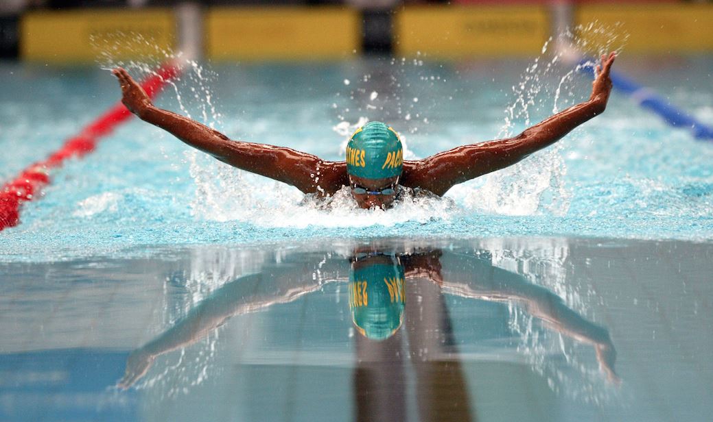 An image showing a person in a swimming competition 