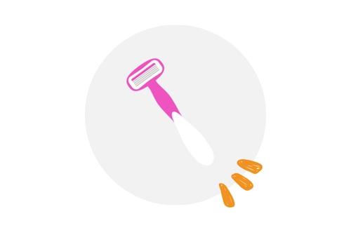 an illustration of a BIC shaver in pink, standing upright on a simple backdrop