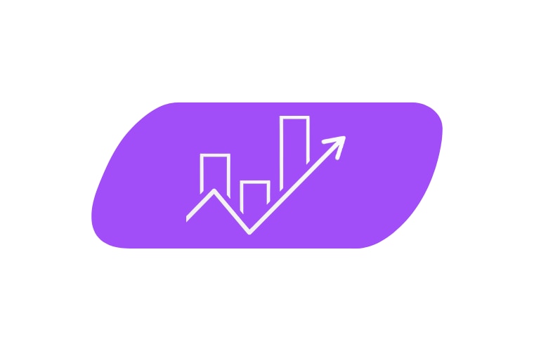 Chart-shaped icon in purple color on a plain white background, conveying a theme of performance-driven growth