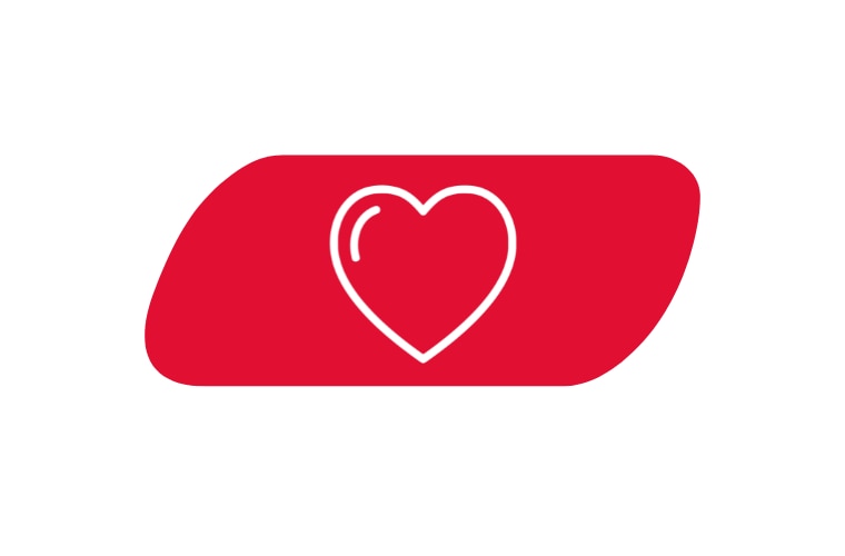  Heart-shaped icon in red color on a plain white background, conveying a theme of well-being